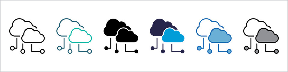 Cloud Computing Single Icon Set Multistyle