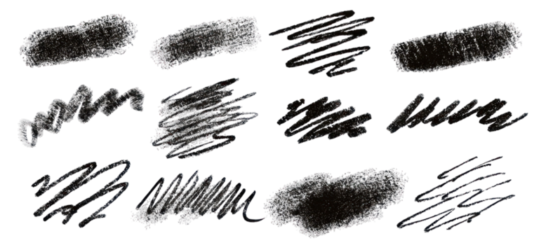 Black brush stroke elements on transparent background - Powered by Adobe