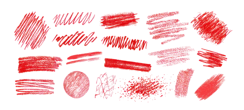Red brush stroke set on transparent background - Powered by Adobe