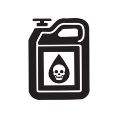 Industrial container flat line art icon with poison warning, symbolizing hazardous materials and chemical safety