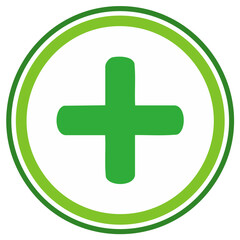 Obraz premium Green plus sign icon inside concentric circles symbol for health medical wellness or addition