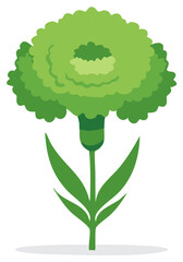 Obraz premium Stylized green carnation flower illustration with layered petals and leaves on a white background