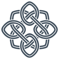 Geometric knot design with interlaced looping shapes on white background