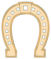 Classic Orange Horseshoe Graphic with Square Nail Holes Traditional Symbol of Luck and Western Culture Vector