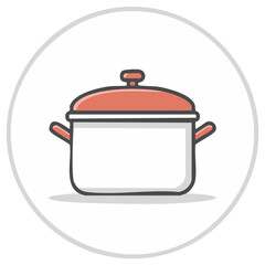Flat design cooking pot with red lid kitchenware icon vector illustration