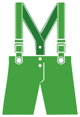 Green Lederhosen Pants with Suspenders Stylized Illustration