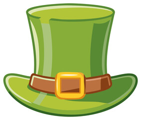 St Patricks Day Green Leprechaun Hat Icon with Gold Buckle and Brown Belt