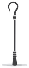 A simple black silhouette icon of a traditional hooked shepherd's crook or biblical staff