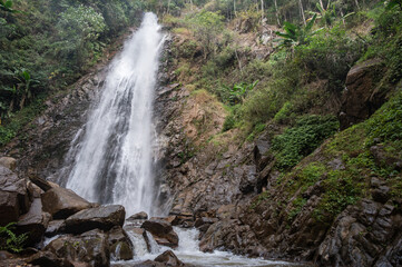 Beautiful view of Khun Korn waterfall an iconic natural attraction place and tallest waterfalls (70 metres) in Chiang Rai province of Thailand.