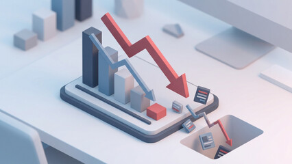 Downward graph showing financial performance decline.