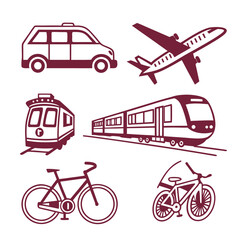 Flat Vector Transportation Icon Set for Logistics and Travel