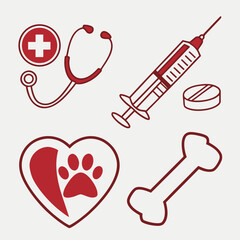 Animal Health and Veterinary Service Flat Icon Collection
