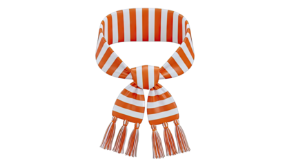 Orange and White Striped Scarf with Tassels