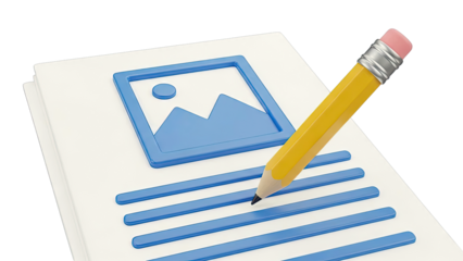 Pencil and Document with Image Icon