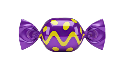 Purple and yellow polka dot candy