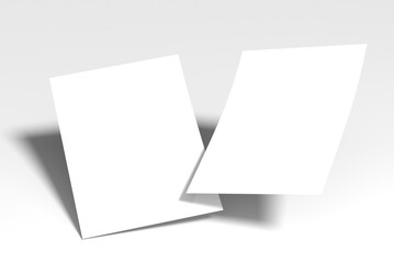 Floating Paper Sheet Branding Mockup with Blank White Pages and Soft Shadows on Minimal Background