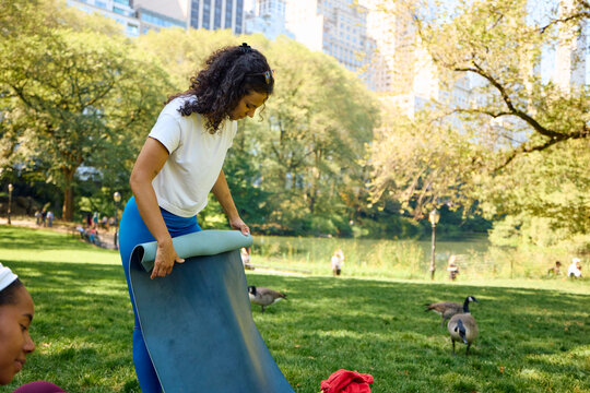 Woman completed her yoga exercise.