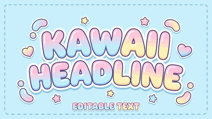 Kawaii Headline Editable Text with Pastel Colors and Cute Shapes.