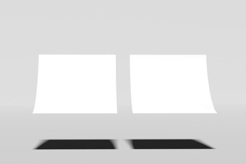 Floating Paper Sheet Branding Mockup with Blank White Pages and Soft Shadows on Minimal Background