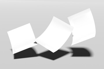 Floating Paper Sheet Branding Mockup with Blank White Pages and Soft Shadows on Minimal Background