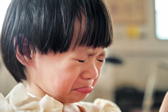 Closeup of a crying Chinese girl