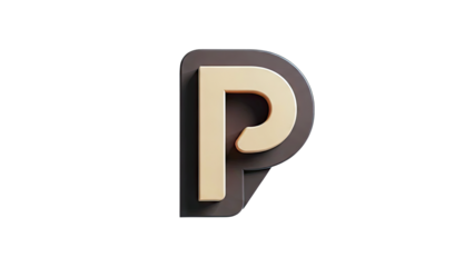 3D Letter P with Brown and Tan Colors