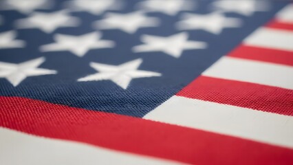 USA Patriotism: Macro American Flag Texture with Stars and Red Stripes