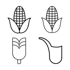 Simple black and white line art icons representing corn cobs and tobacco pipe elements for design