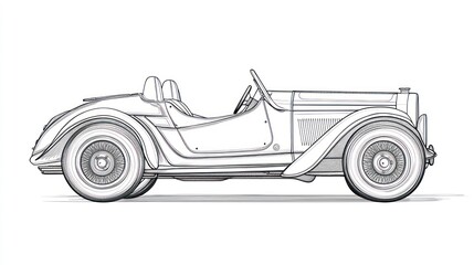 Vintage roadster side view illustration classic car design isolated