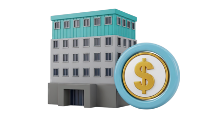 Building with Dollar Coin Icon