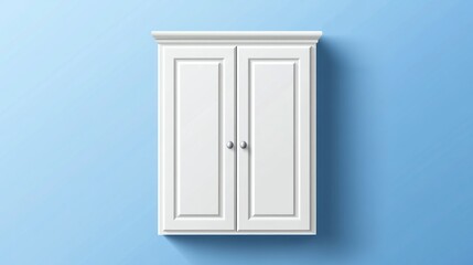 White wall cabinet on blue background minimalist design for home decor