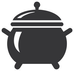 Obraz premium Stylized dark cooking pot with lid and handles icon for kitchen or culinary design