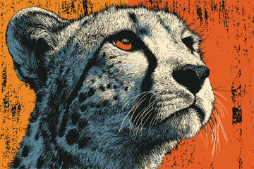 Expressive Wildlife Poster of a Cheetah in a Contemporary Art Style