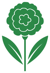 Green flower illustration with leaves and stem design