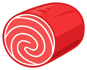 Stylized Red Cake Roll Illustration with Cream Swirl Pattern