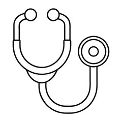 Simple black line art icon representing a medical stethoscope for healthcare and doctor concepts