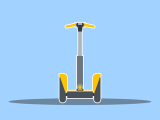 Illustration of a Segway, a two-wheeled electric vehicle that can balance itself. Modern transportations illustration. Flat vector concept.