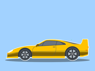 Yellow sport car illustration. Modern transportations illustration. Flat vector concept.