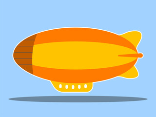 A airship, commonly referred to as a blimp or zeppelin. Modern transportations illustration. Flat vector concept.
