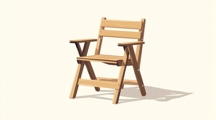 Wooden chair isolated on white background with shadow for design and use