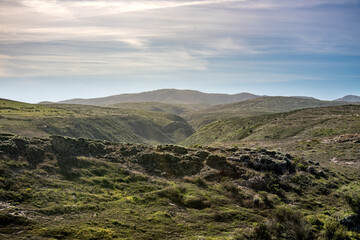 Fototapeta premium Layers Of Rolling HIlls Lead Up