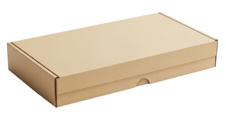 Flat Cardboard Mailer Packaging Box Isolated on Transparent Background