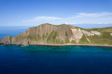 Fototapeta premium Aerial view of Rebun Island, Hokkaido, Japan
