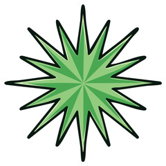 Obraz premium Bright green starburst graphic with radiating points and outer dark border