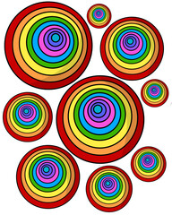 Naklejka premium seamless pattern with colorful rainbow circles isolated, abstract rainbow shapes