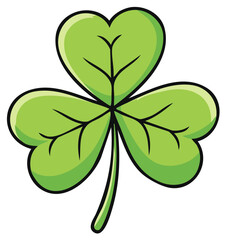 Cartoon Green Shamrock Isolated Illustration for St Patricks Day