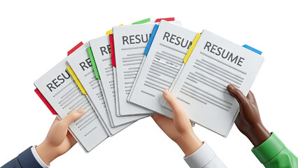 Hands Holding Multiple Resumes