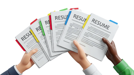 Hands Holding Multiple Resumes