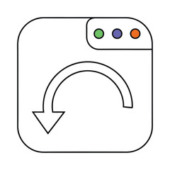 Simple line art icon representing a browser refresh or undo action within a window frame