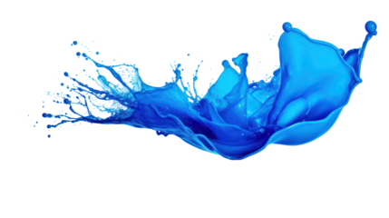 Blue liquid splash on transparent background